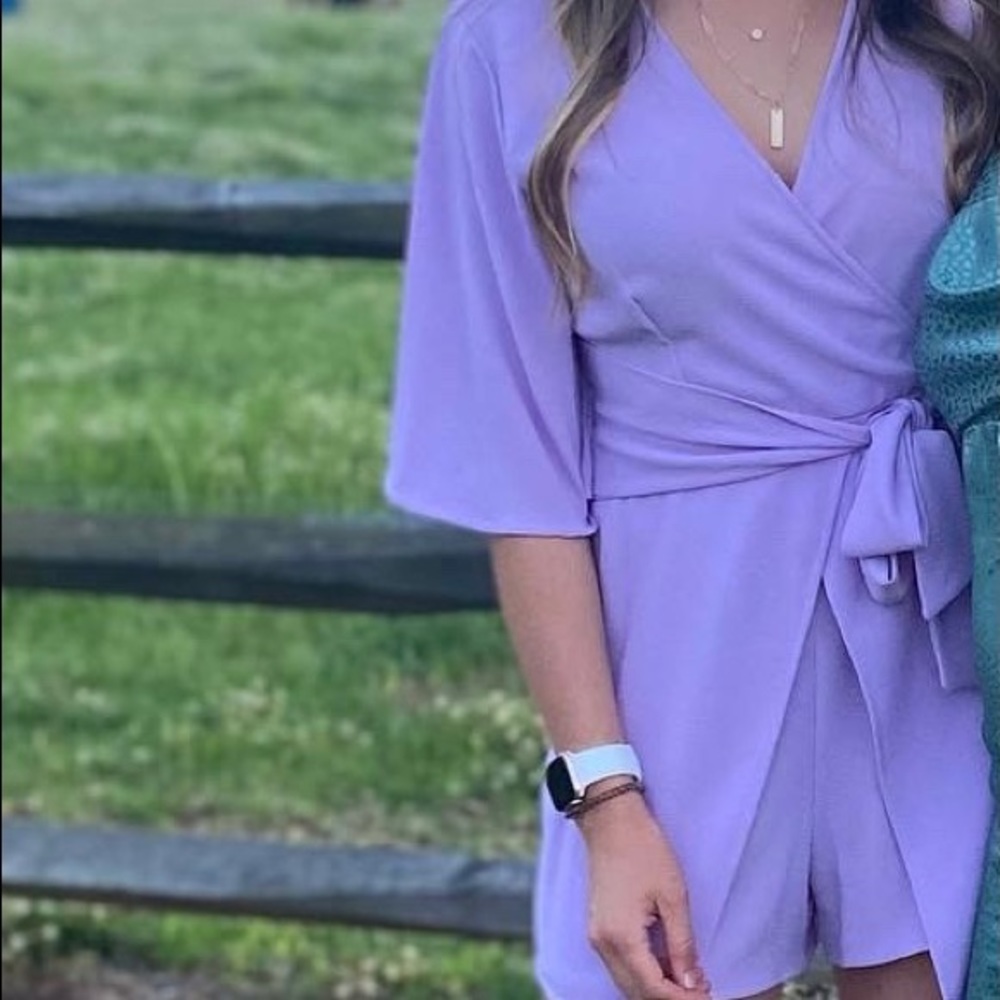 Ces Femme Lavender Romper with Front Tie